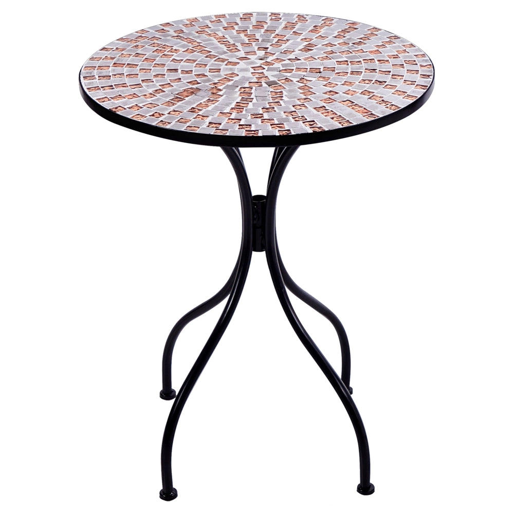 Tavolo da balcone per esterni con piano in metallo e motivo a mosaico 60 cm nero stile vintage