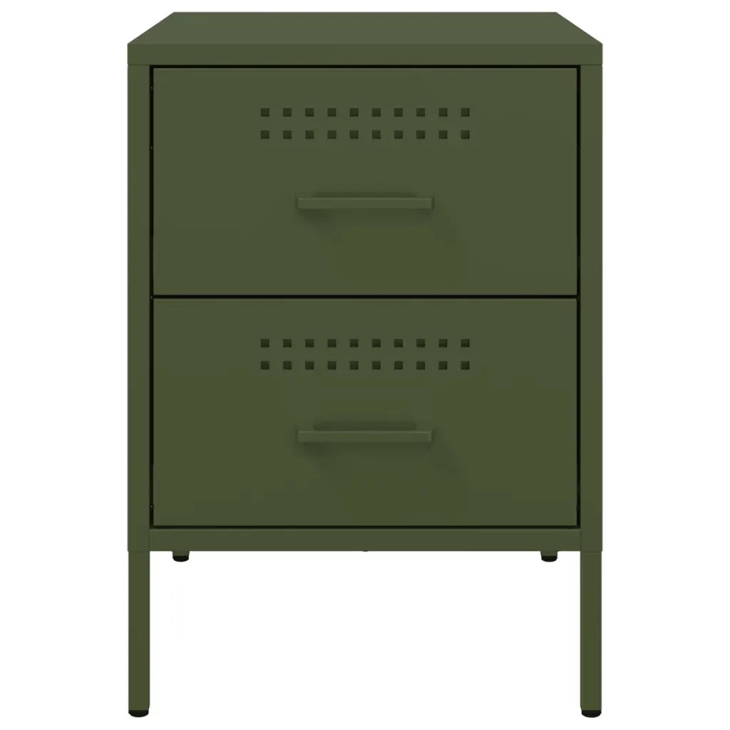 Comodino Verde Oliva 36x39x50,5 cm in Acciaio