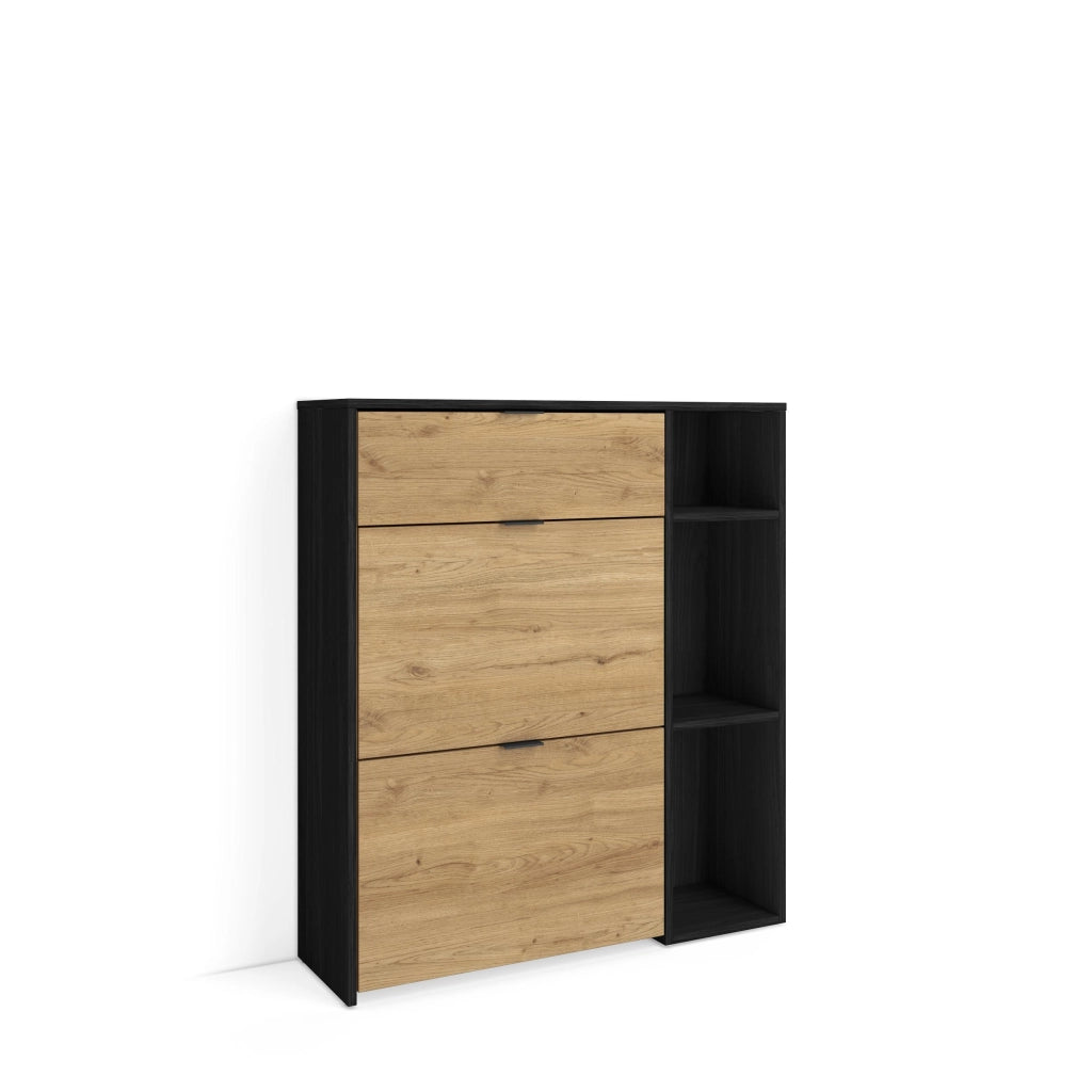 Scarpiera Ingresso, 90x27x102cm, 10 paia di scarpe, Armadio, Nero e rovere
