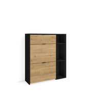 Scarpiera Ingresso, 90x27x102cm, 10 paia di scarpe, Armadio, Nero e rovere