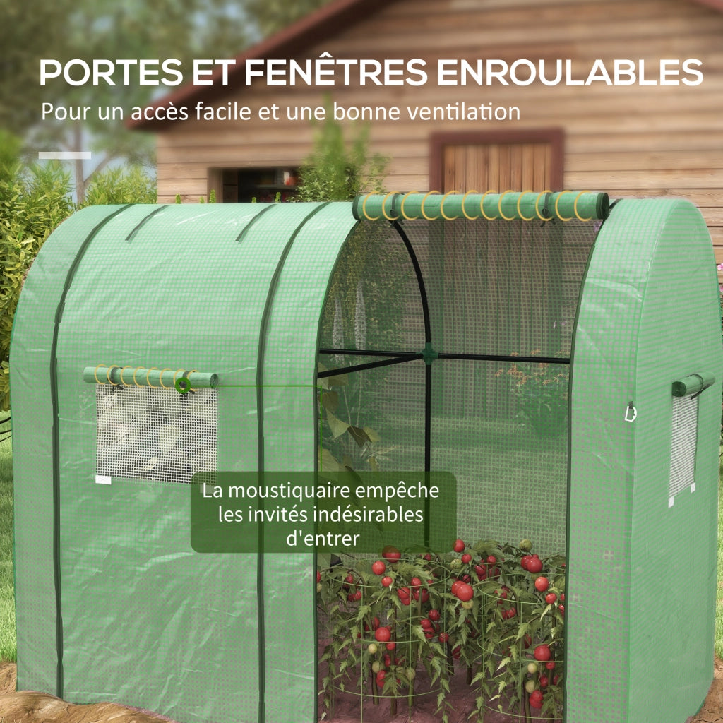 Serra da Giardino ¨C Xylo ¨C 1,85x0,9x1,5m Verde Acciaio PE 2 Porte 4 Finestre