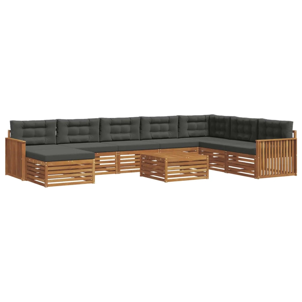 Set di divani da esterno con cuscino 9 pcs Naturale e Antracite 3373977