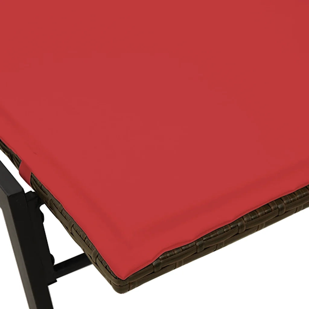 Lettino Prendisole con Cuscino Marrone in Polyrattan