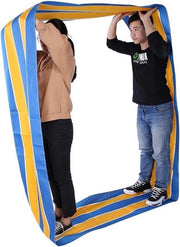 Tappeto di Oxford in tessuto impermeabile e idrorepellente a strisce blu-gialle per divertimento dei bambini - 4 M/6 M