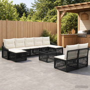 Set Divano da Giardino 10 pz Nero polyrattan 3436123