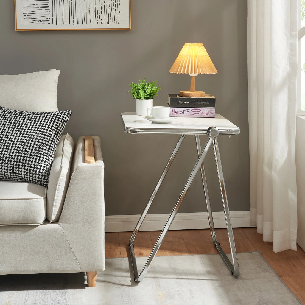 Tavolo Pieghevole Alerhavn Tavolino Portatile per Divano Laptop 70x49x68 cm Bianco [en.casa]