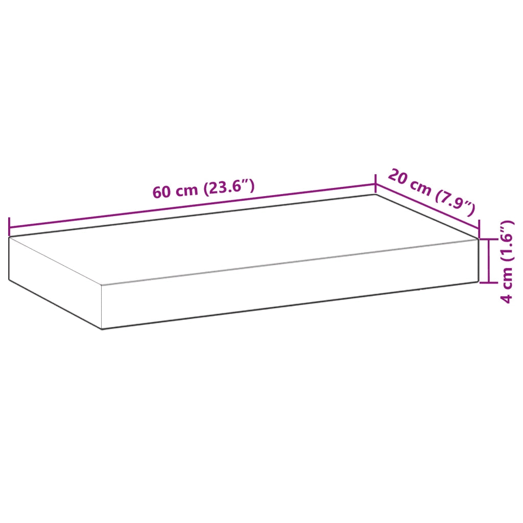 vidaXL Mensole da Parete 4 pz 60x20x4 cm Legno Acacia Non Trattato