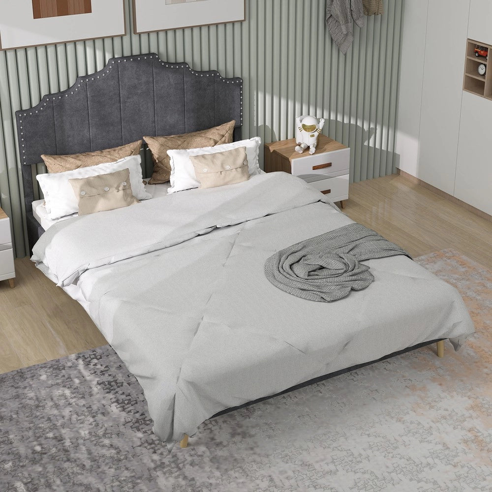Letto Contenitore Imbottito ¨C Xylo ¨C Grigio 160x200, Testiera, Senza Materasso