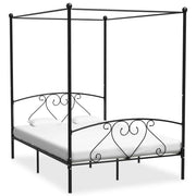 Letto a Baldacchino Nero in Metallo 160x200 cm  cod mxl 64499