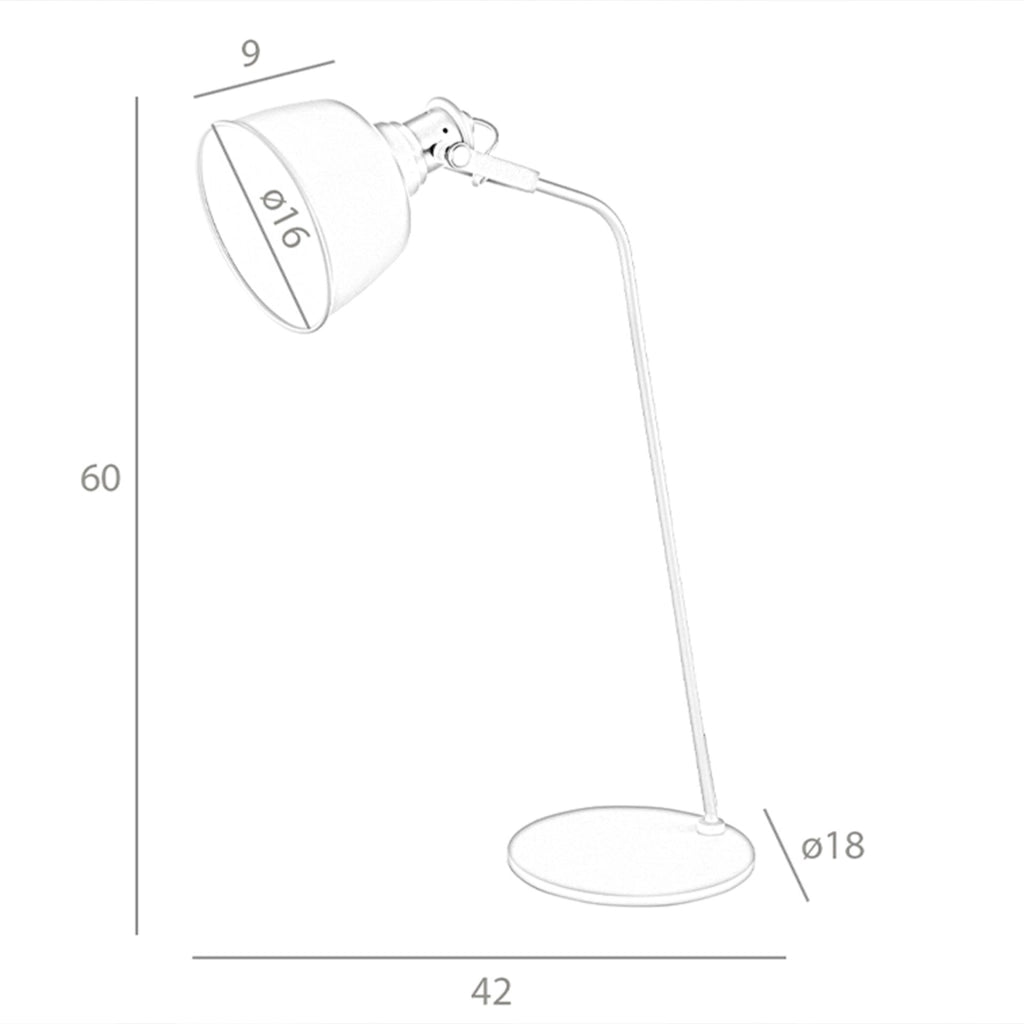 Lampada da tavolo in acciaio grigio e dettagli in bronzo