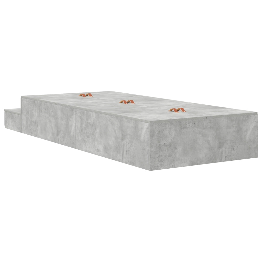 Struttura letto con contenitore Grigio cemento 80x200 cm