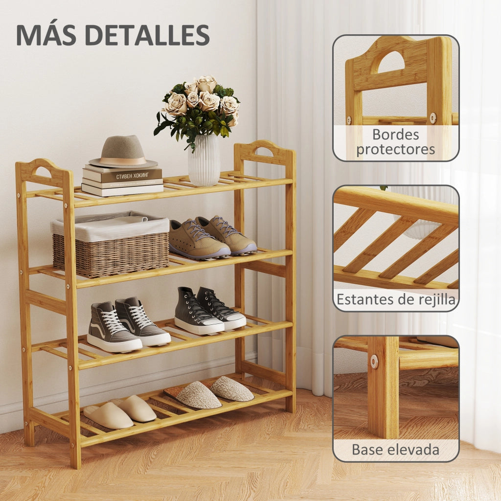 Scarpiera in Bambu' per 12 Paia di Scarpe ¨C zephmum ¨C 67.5x24.7x72 cm Colore Naturale
