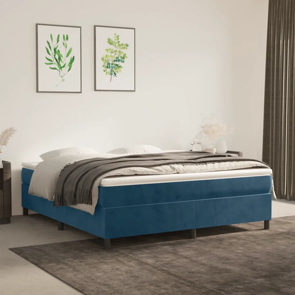 Letto matrimoniale | Letto per adulti | Struttura Letto a Rete a Molle Blu Scuro 180x200 cm in Velluto
