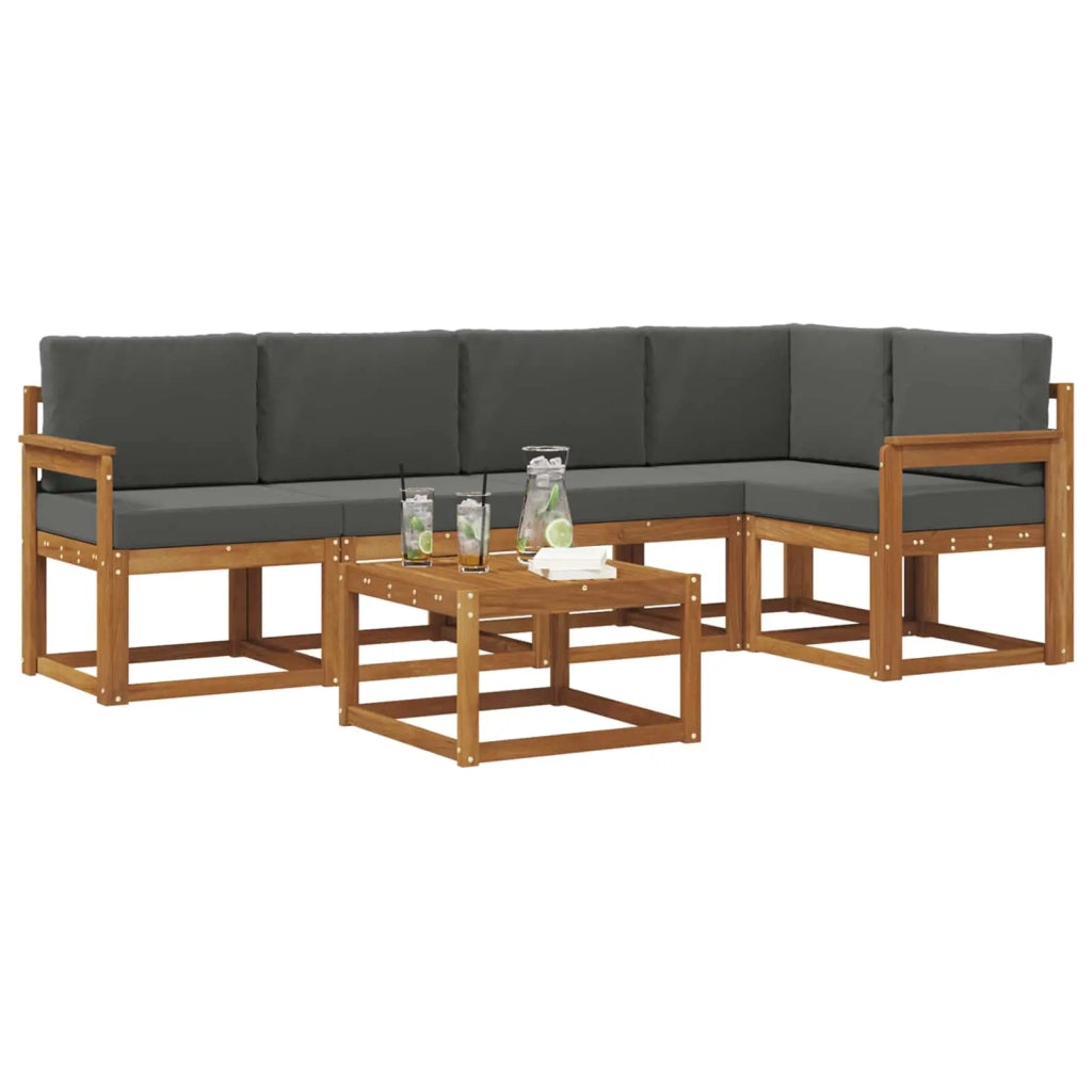Set di divani da esterno con cuscino 6 pcs Naturale e Antracite