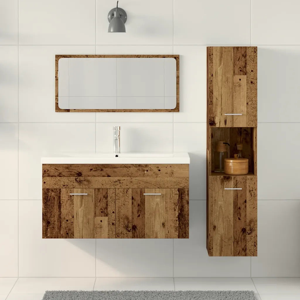 Set Mobili da Bagno 3 pz Legno Antico in Legno Multistrato 3328591