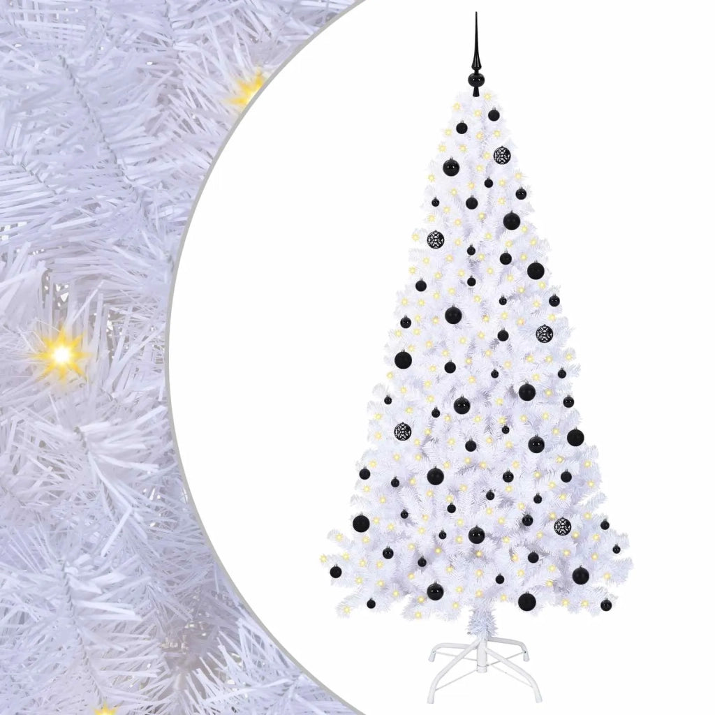 Albero di Natale Artificiale-Albero Natalizio Bianco 210 cm PVC e Acciaio 448034