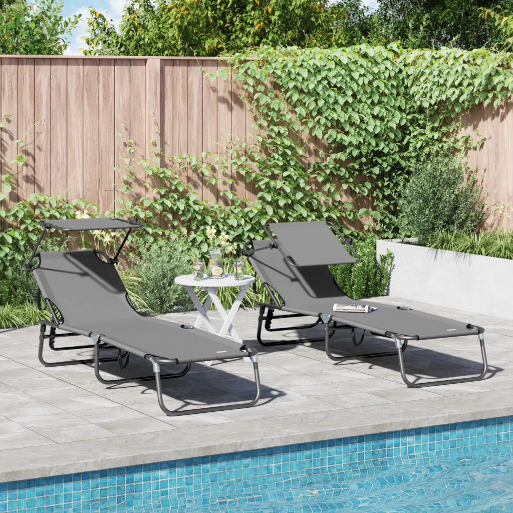Lettini Prendisole 2 pz con tenda Grigio Tessuto Oxford 600D