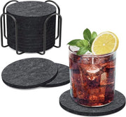 Sostegno per bicchieri, rotondo, per bicchieri di vetro, set di 12, sostegni per bicchieri in grigio scuro per bevande, bar, tazze, sostegni per tavolo per bicchieri, sostegno per bevande con supporto, regali unici per compleanni