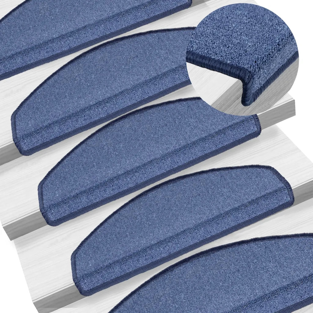 Tappetini per scale 10 pz | Gradini per Scale 65x24x4 cm Blu Semicircolari Grandi
