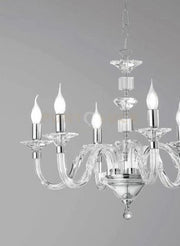 LAMPADARIO GALA 8 LUCI ATTACCO E14 CRISTALLO E CROMO D.82CM