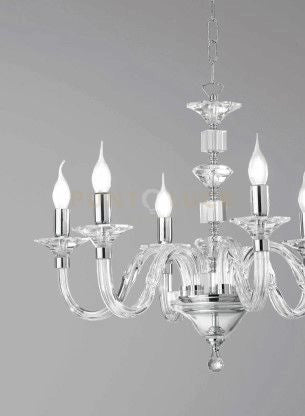 LAMPADARIO GALA 8 LUCI ATTACCO E14 CRISTALLO E CROMO D.82CM