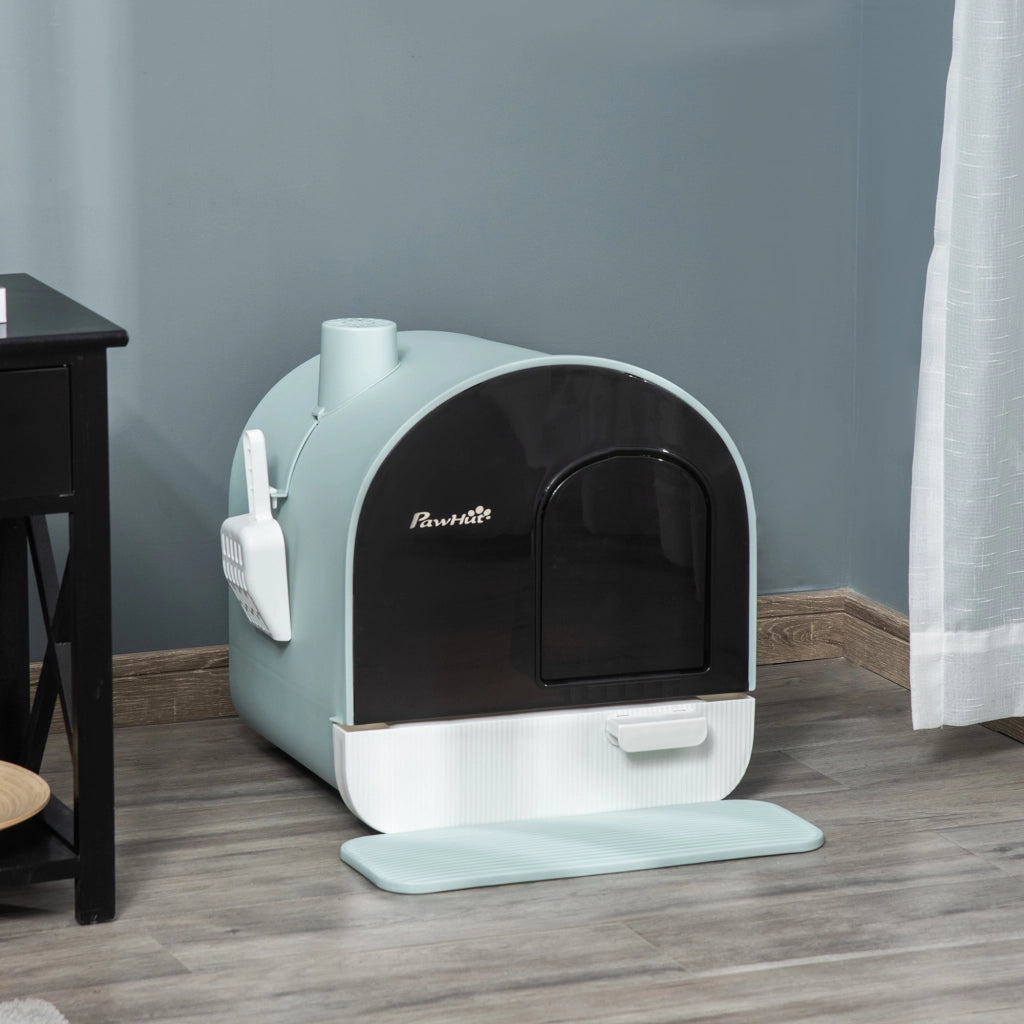 Casetta per gatti con coperchio paletta e tappetino ¨C zephmum ¨C Verde 43x44x47cm