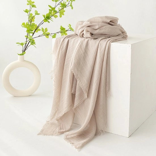 Sjaal per donna, protezione solare, ombrello da sole, grande sedia estiva leggera in tessuto 190*100cm, colore kaki chiaro.