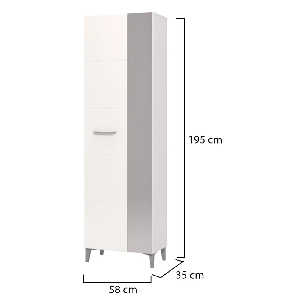 Armadio Camera da Letto Lomazzo, Guardaroba 2 Ante Appendiabiti, 58x195h cm Bianco