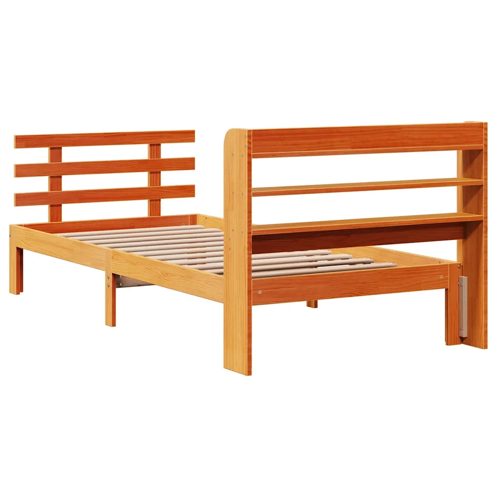 Giroletto con Testiera Marrone Cera 75x190 cm Massello Pino 3306863