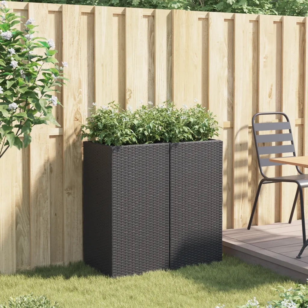 Fioriere da Giardino 2 pz Nere 40x40x80 cm in Polyrattan 3210519