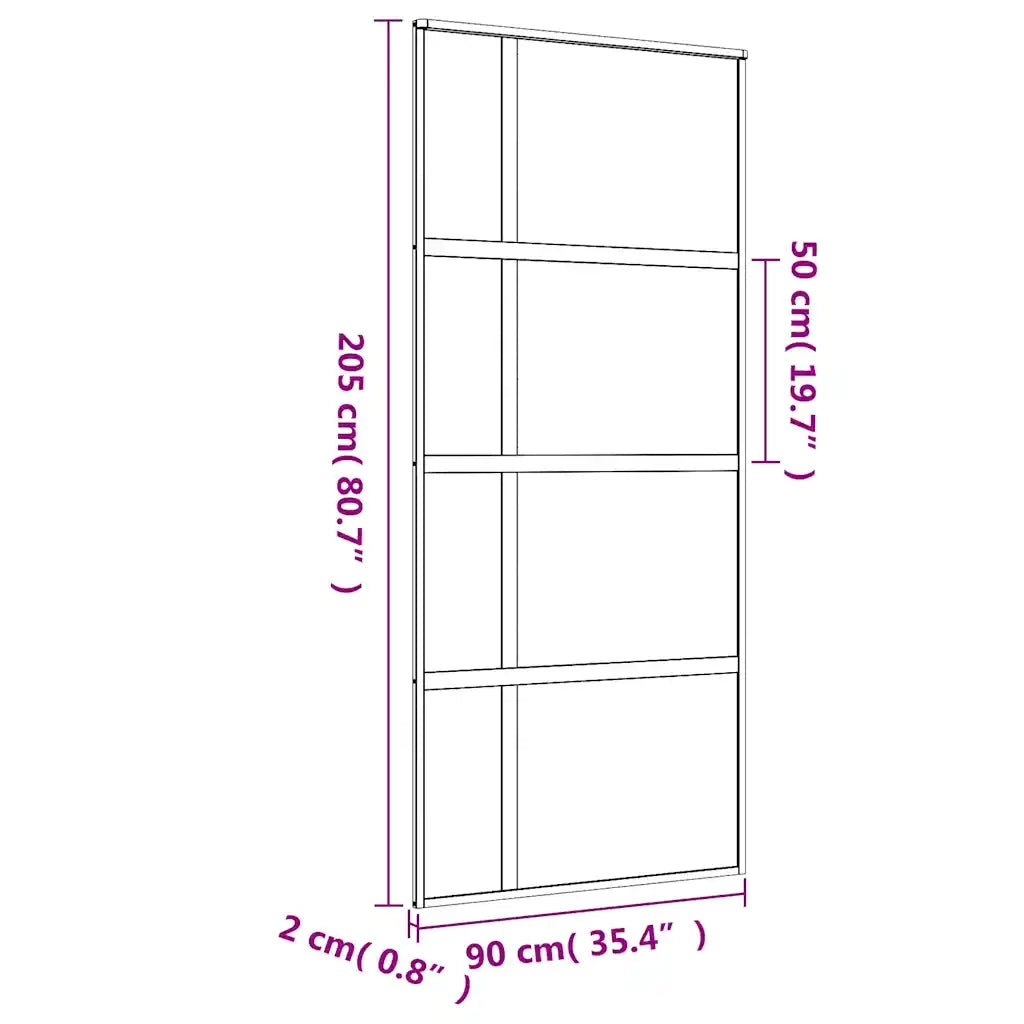 Porta Scorrevole Dorata 90x205 Vetro Smerigliato ESG Alluminio 155194