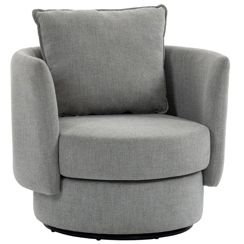 POLTRONA Girevole 360° in Poliestere Grigio Chiaro