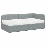 Letto singolo | Letto per adulti | Cornice del letto ad angolo Grigio chiaro 90 x 200 cm Tessuto