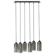 Lampada a sospensione Base in ferro grigio e nero Paralume in vetro fumé 6 punti luce Accessori per la casa Illuminazione
