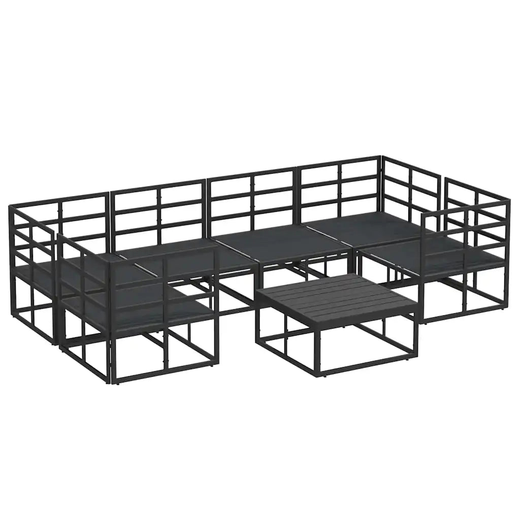 vidaXL Set Divano da Giardino 7 pcs Nero Alluminio