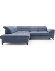 Divano angolare Blu 5 posti angolo sinistro piedi in metallo nero INFERNO
