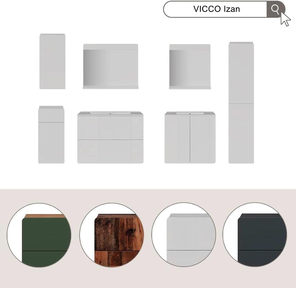 Set di mobili da bagno Izan, Goldkraft rovere/verde, 4 pezzi con unità midi