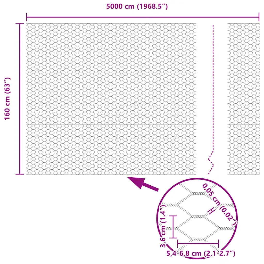 Recinzione da Giardino | Recinzione Esagonale Argento 1,6 x 50 m Acciaio zincato