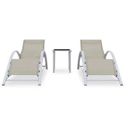 Lettini Prendisole con Tavolino 2 pz in Alluminio Crema 310536