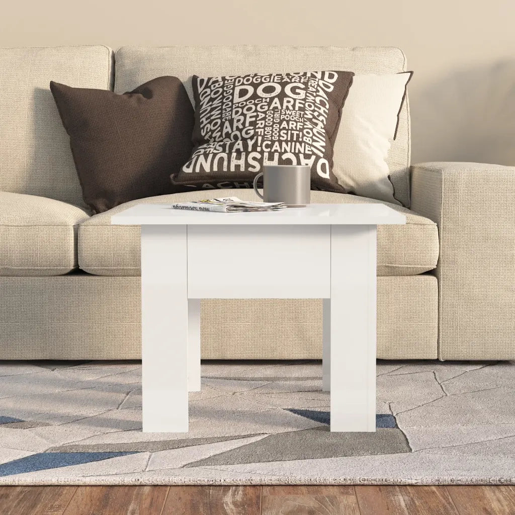 Tavolino da Salotto Bianco Lucido 57x57x30 cm in Truciolato cod mxl 22554
