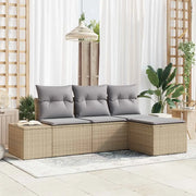 Set Divano da Giardino con cuscino 4 pcs Beige polyrattan