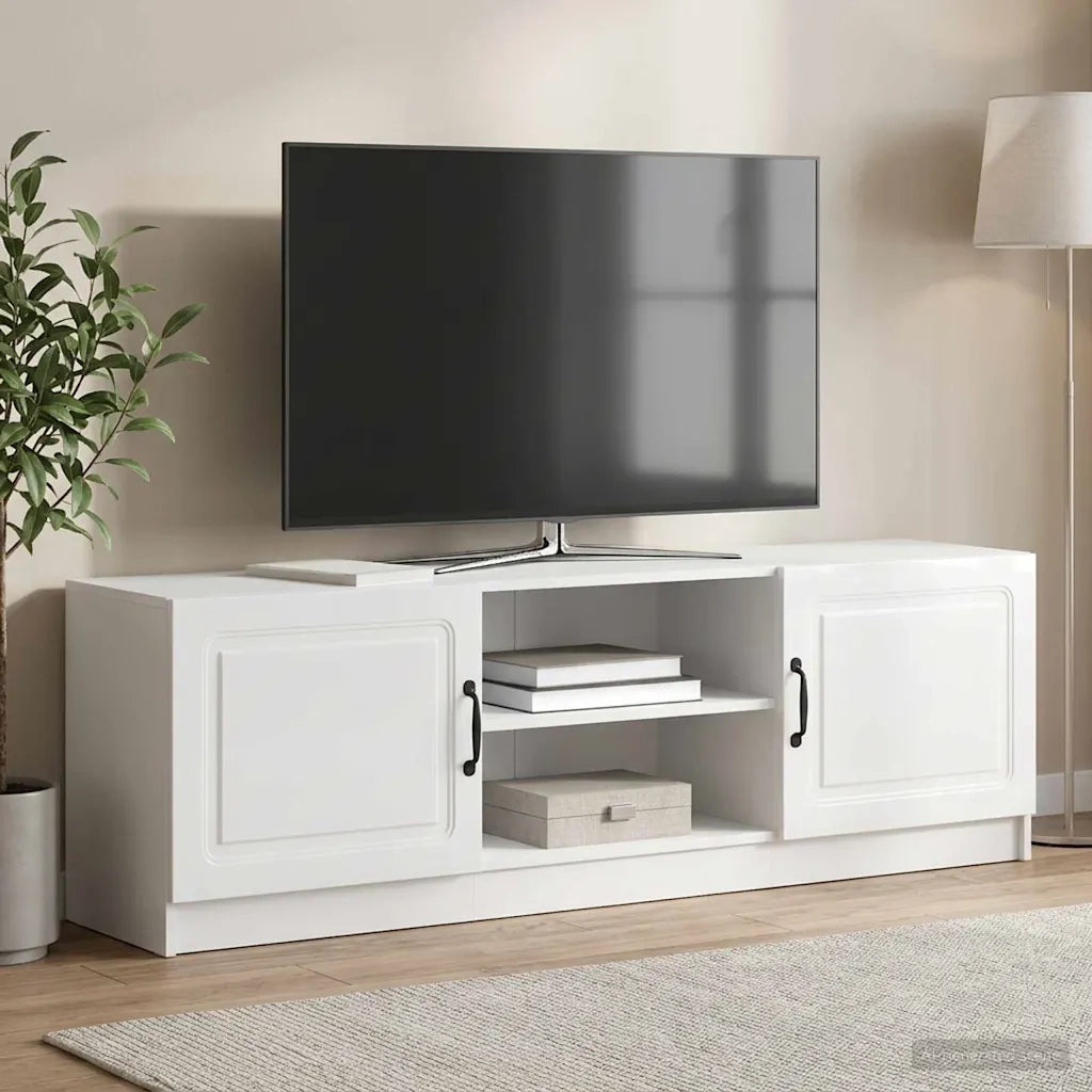 Mobile TV Bianco Lucido 150 x 31 x 47 cm Legno ingegnerizzato 895839