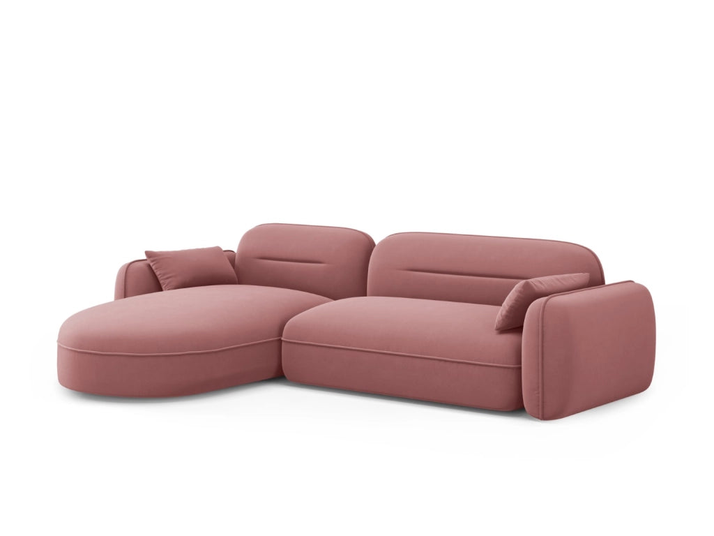 Cosmopolitan Design - Divano angolare modulare sinistro "Sydney" 4 posti in velluto salmone 