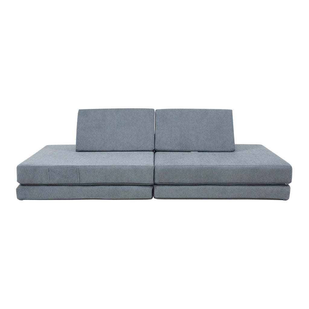Set divano e poltrona da gioco in velluto a coste 5 pezzi 150 x 66 x 46 cm grigio 03_0009147
