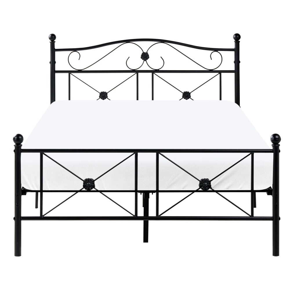 Letto matrimoniale 120 x 200 cm Rete a doghe con struttura in metallo Nero Retro