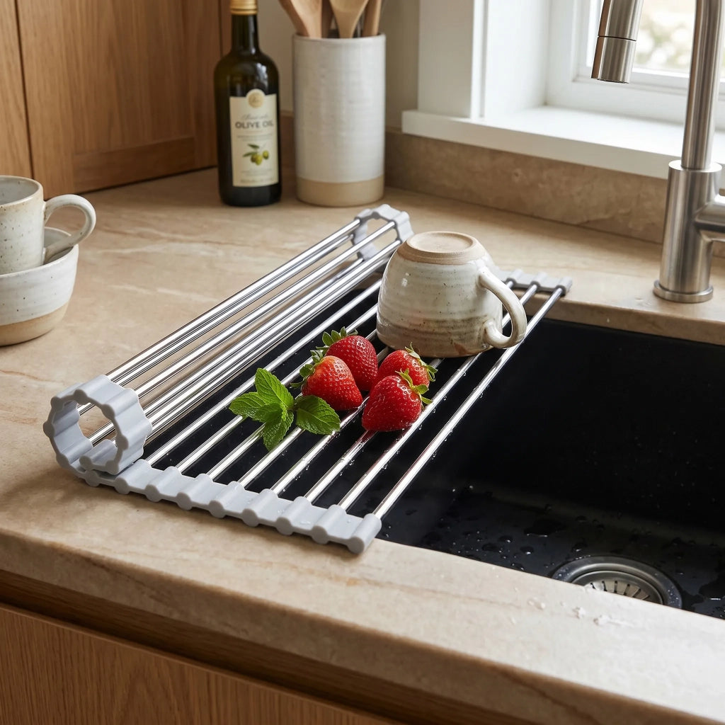 Scolapiatti Arrotolabile Per Lavello Rea P12298a Grey