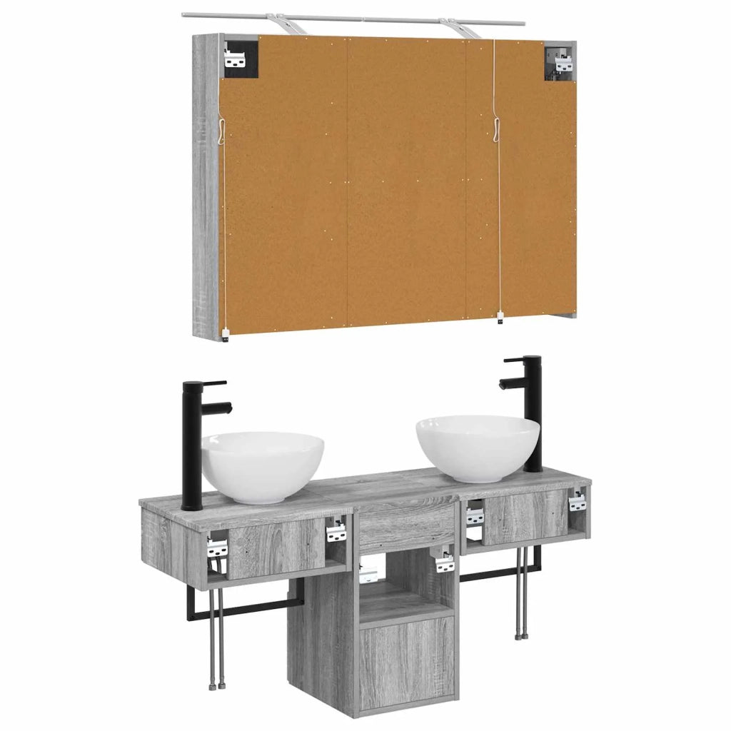 Set di Armadi da Bagno 4 pcs Sonoma grigio 100 x 14,5 x 70 cm 3406260