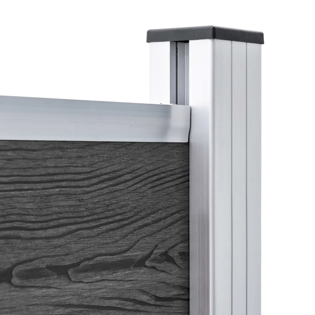 Set Pannelli di Recinzione in WPC 699x146 cm Nero