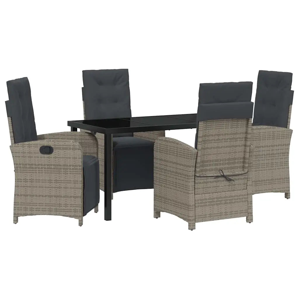 Set da Pranzo per Giardino con cuscino 5 pcs Grigio polyrattan 3380325