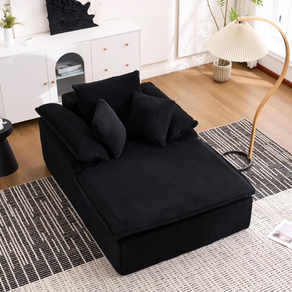 DIVANO Relax senza installazione 177x122x92 cm in velluto a coste Nero